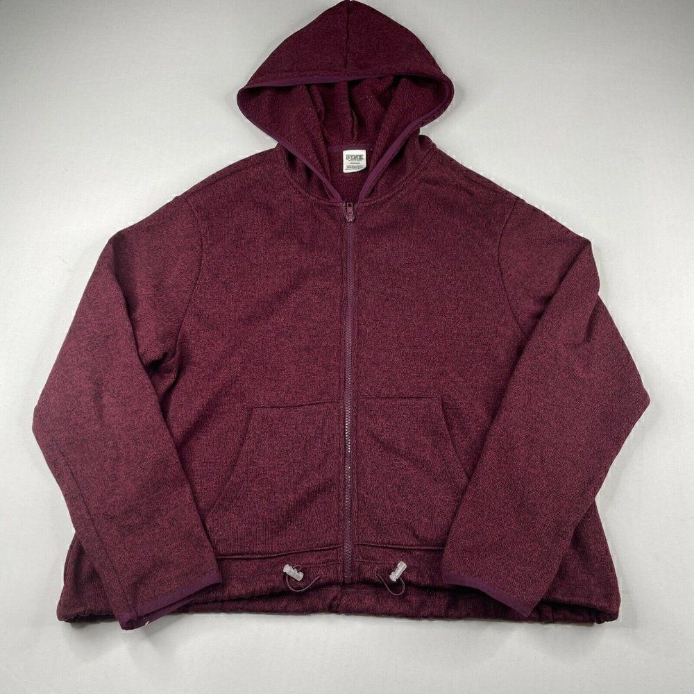Victoria’s Secret PINK Sweater Knit Zip Jacket Maroon - Picture 2 of 6